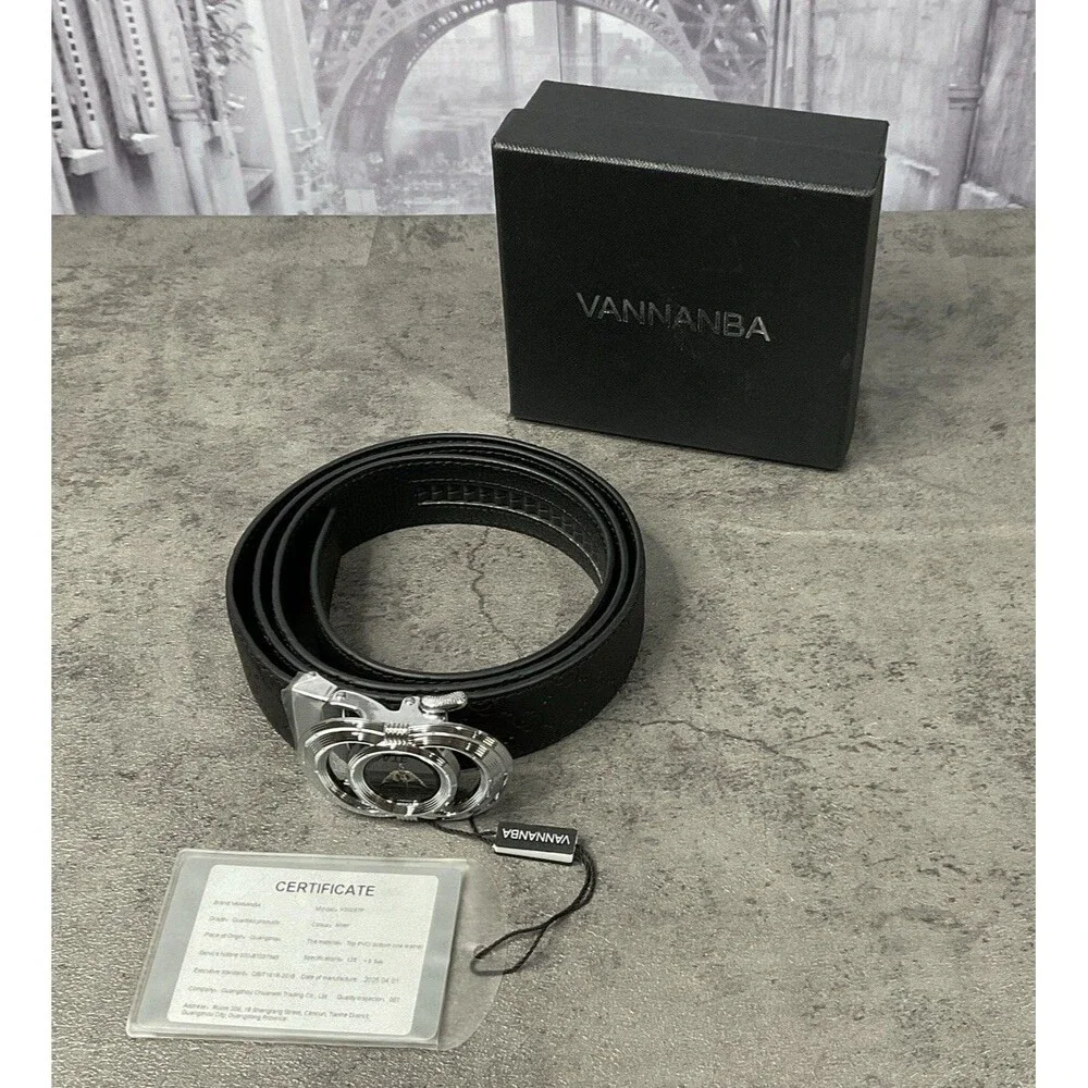 Vannanba Men’s Ratchet Leather Belt With Automatic Buckle Alloy
